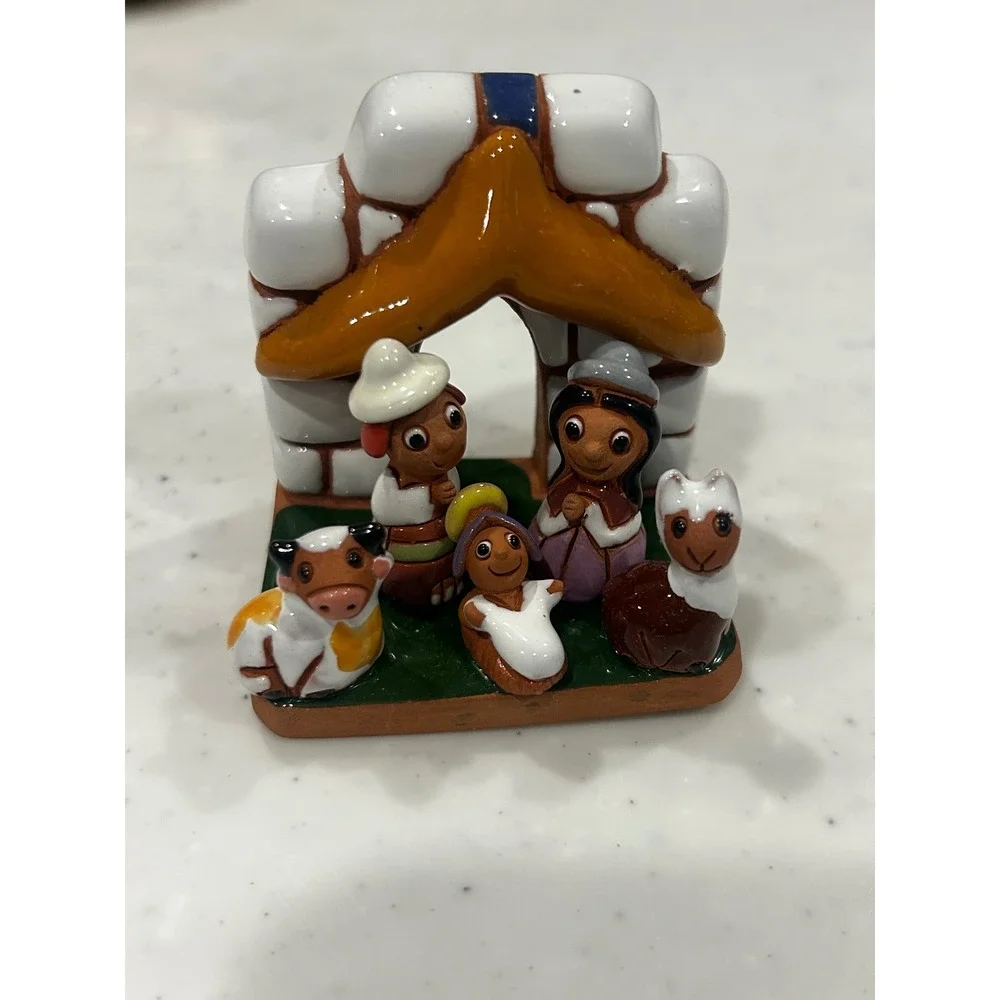 Ceramicas Walter Miniature Nativity Scene Peru Bolivia Terracotta Folk Art 2.75